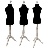 Children Kids Age 5-6 Years Tailors Dummy Mannequin, Black Torso Bust with a White Wood Tripod Stand